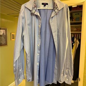 Egara Light Blue and White Striped Men's Shirt